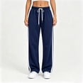 thumbnail image 6 of Ruohan Women's Wide Leg Sweatpants, High Waist Drawstring Track Pants with Pockets, Side Stripe, 6 of 8