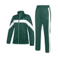 thumbnail image 3 of Women's 2Pc Full Zip Tracksuit, 4 Way Stretch Breathable with Zipper Pockets for Golf Running Casual Green 2XL, 3 of 9