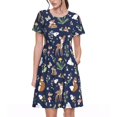 thumbnail image 1 of Disketp Animals And Wildflowers para Vestido de Manga Corta para Mujeres, Vestidos de Verano para Mujeres, Casual y Holgado para la Playa, 1 of 6