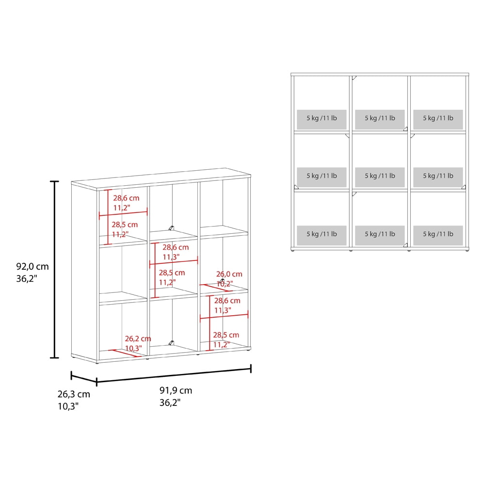 Gridley Collection 9-Cube Storage Organizer with 4 Fabric Bins