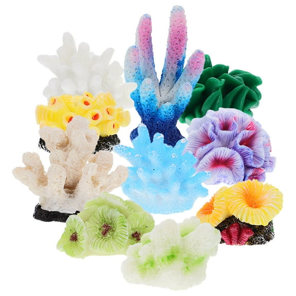NUOLUX Artificial Coral Resin Aquarium Landscape Ornament Assorted Color 10Pcs 1.0X1.4In