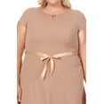 thumbnail image 5 of Women's Plus Size Solid Round Neck Front Cutout Short Sleeve Flared A Line Dresses, 5 of 6