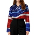 thumbnail image 4 of Iaqnaocc 4th Of July Outfits for Women Patriotic American Flag Stars Striped Blouses America 250 Shirt Festival Button-Down Collared Shirt Lightweight Long Sleeve Tee Top Deep Red XXL, 4 of 4