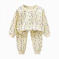 thumbnail image 4 of NOLDARES Baby Infant Girls Fall Winter Outfits Clothing Long Sleeve Top and Cozy Joggers Pants 2 Piece Set Cute Print Clothes(Beige,4-5 Y), 4 of 6