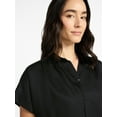 thumbnail image 4 of Time and Tru Women's Chambray Camp Shirt with Short Sleeves, Sizes XS-XXXL, 4 of 6
