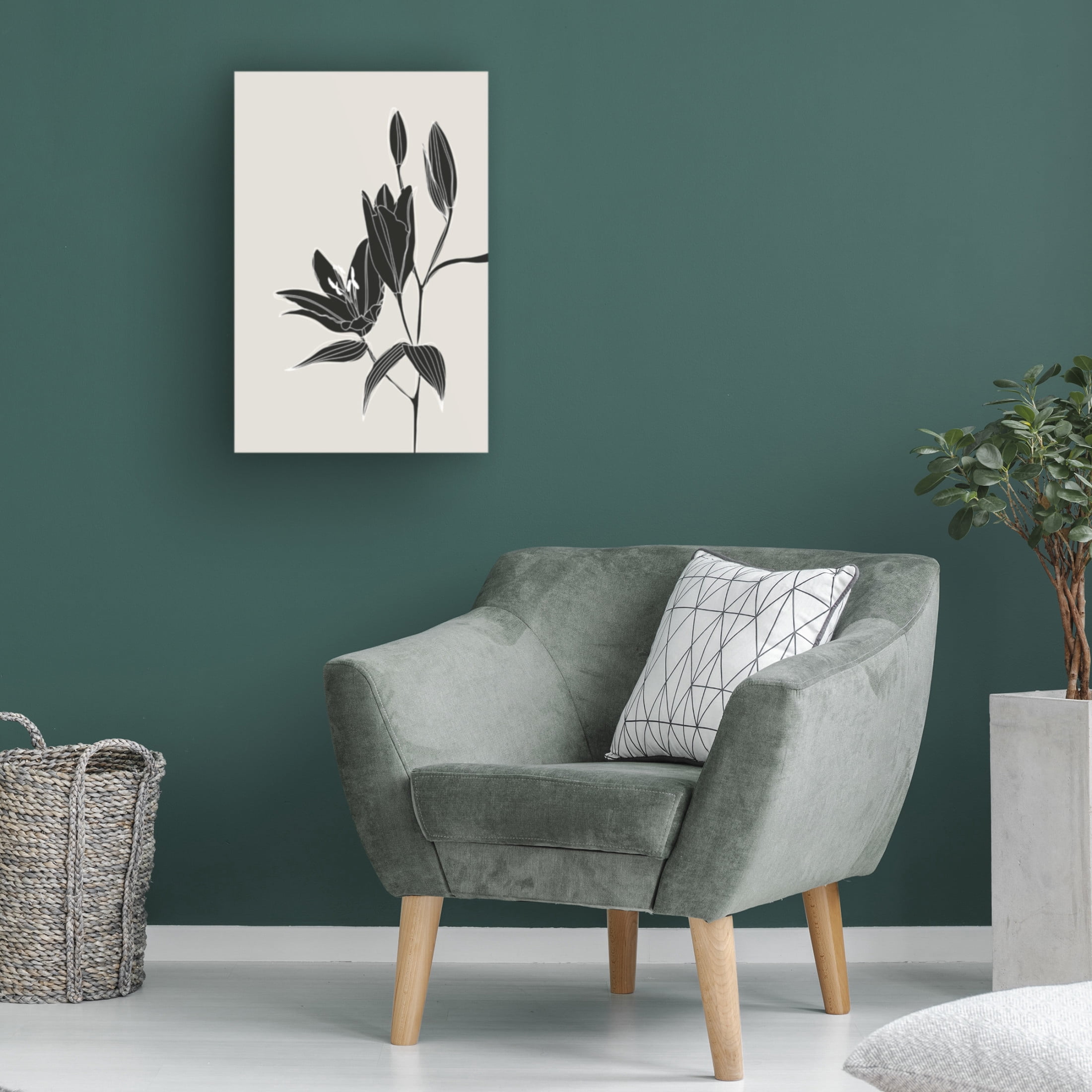 Trademark Fine Art Rosana Laiz Blursbyai Line art lillies in black Canvas Wall Art
