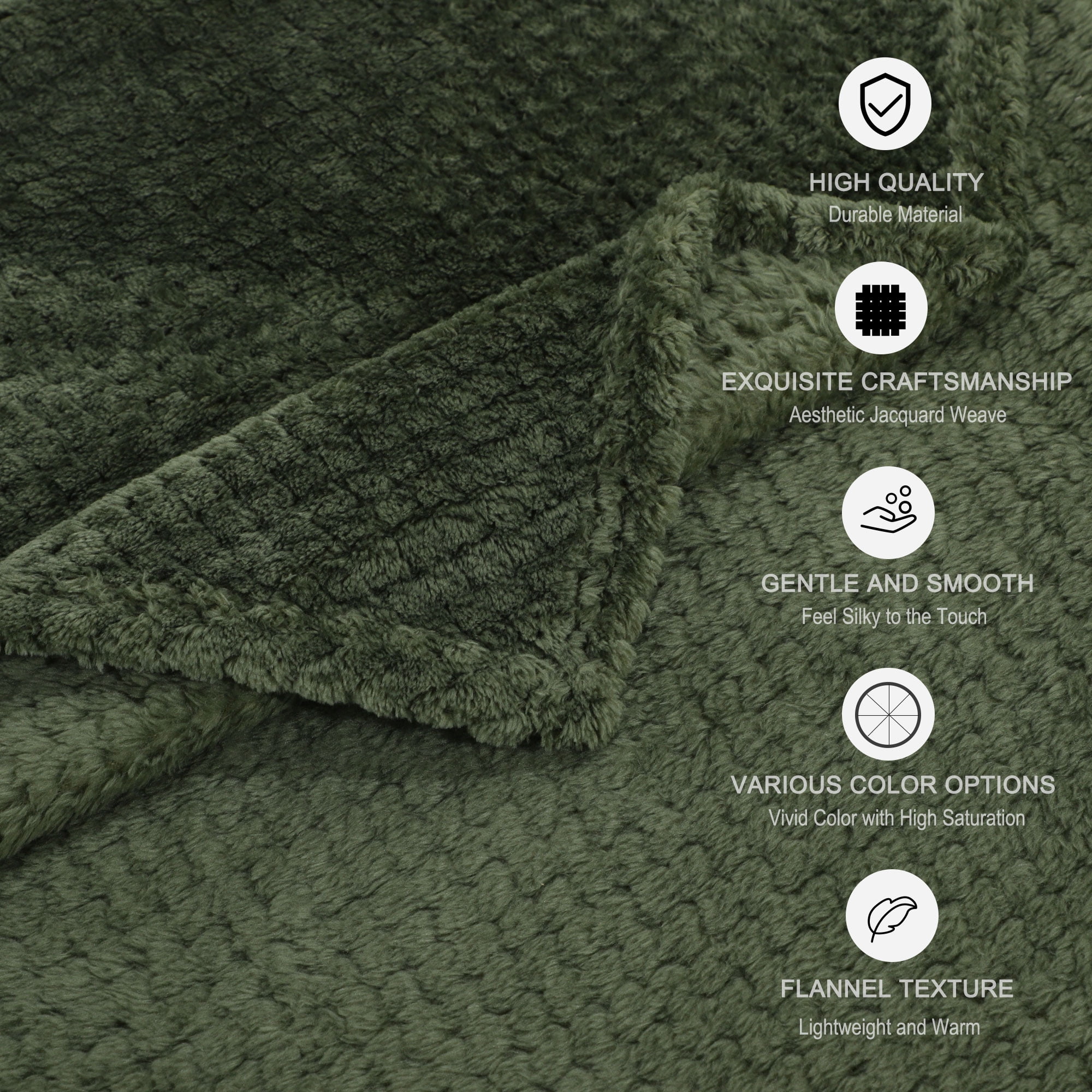 Unique Bargains Soft Flannel Fleece Velvet Blanket Army Green 30" x 40"