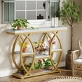 thumbnail image 4 of Finmind 4-Tier Console Table, 39" Wood Sofa Table with Storage Shelves, White Gold, 4 of 8