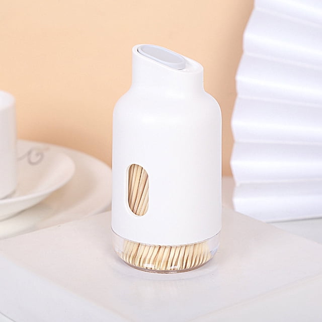 1 Set Toothpick Holder Large Capacity Transparent Visible-Design Creative Shape Detachable Easy to Refill Wide Application Bamboo Clean Teeth Toothpick with Dispenser Set for Home