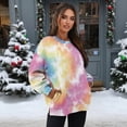 thumbnail image 3 of HELLHERO Tie Dye Print Women Pullover Top Trendy, Casual Oversized Long Sleeve Sweatshirt Comfy Crewneck Sweatshirt Fall Clothes Size XL, 3 of 7