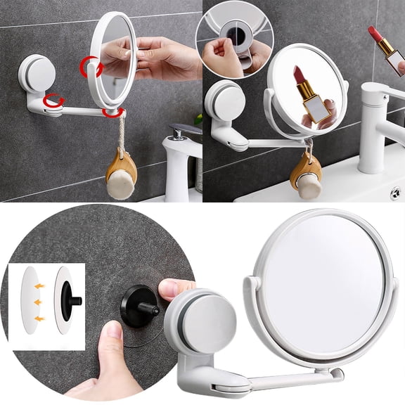 1 Mirror Folding Round Makeup Wall Mounted Rotating Double Sided Magnifying Beauty Dressing Bathroom Products