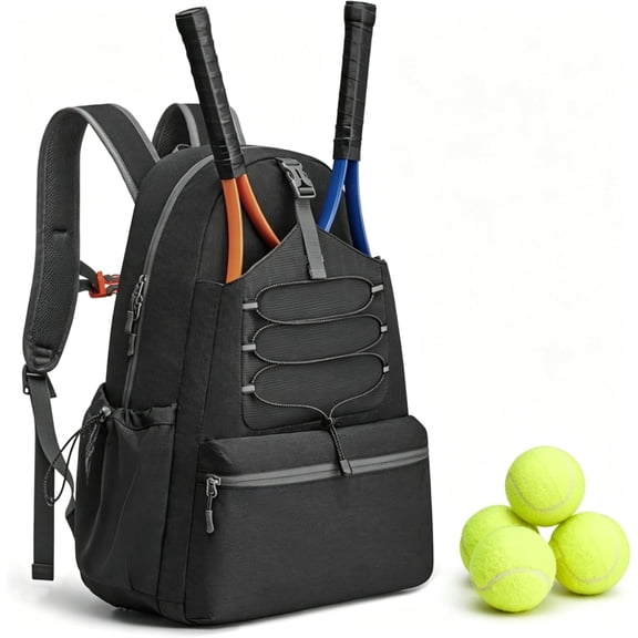 Tennis Backpack for 2 Racquets - Sports Bag with Ventilated Shoe Compartment and Storage Pockets for Tennis Equipment