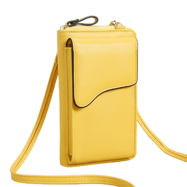 Bolso bandolera de PU de gran capacidad para mujer, cartera larga, bolso para teléfono móvil de color sólido
