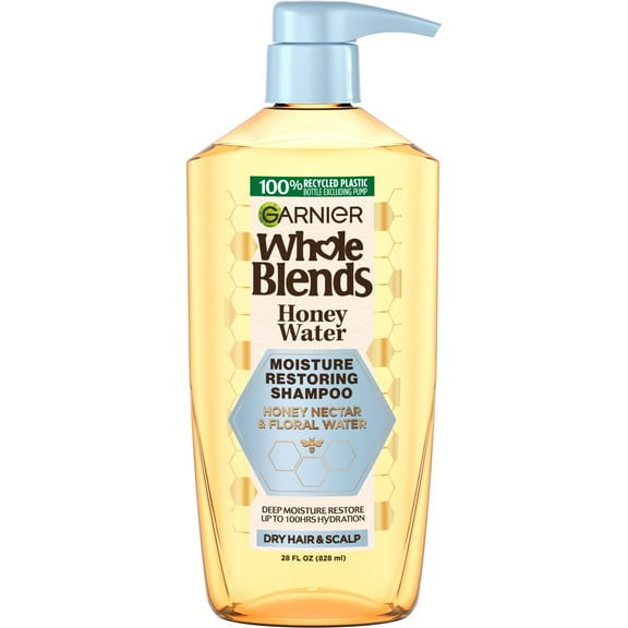 Garnier Whole Blends Honey Water Moisture Restoring Shampoo, Dry Hair, 28 fl oz