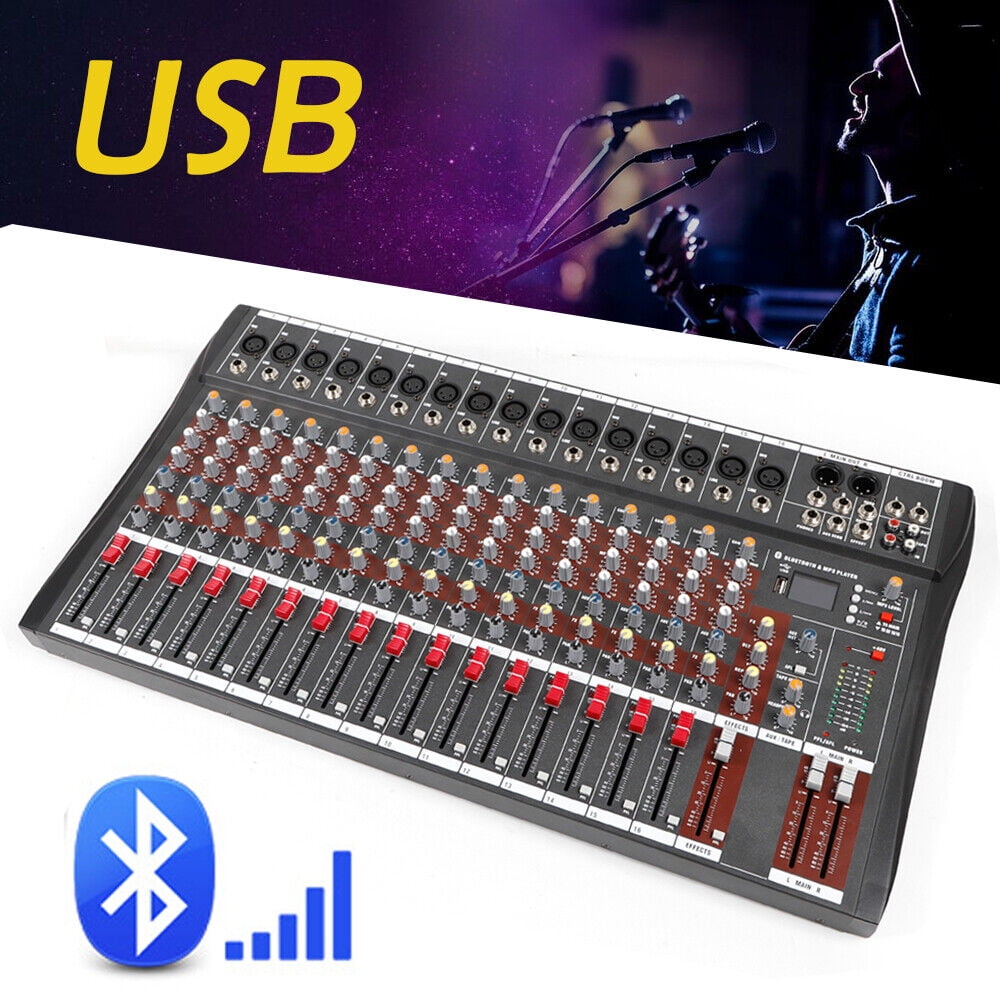 8/12/16 Channel Audio Mixer, Bluetooth Studio Mixer Audio DJ Sound Board  Controller with USB, Sound Mixer Console Mixing Board for Professional and  Be