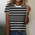 thumbnail image 5 of Otvok Womens Striped Printed T-Shirt Summer Round Neck Short Sleeved Top, 5 of 6