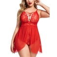thumbnail image 2 of Avidlove Mesh Nightgown For Women Plus Size Bbaydoll Sexy Lingerie Nightgown Lace Chemise (Red 5XL), 2 of 5