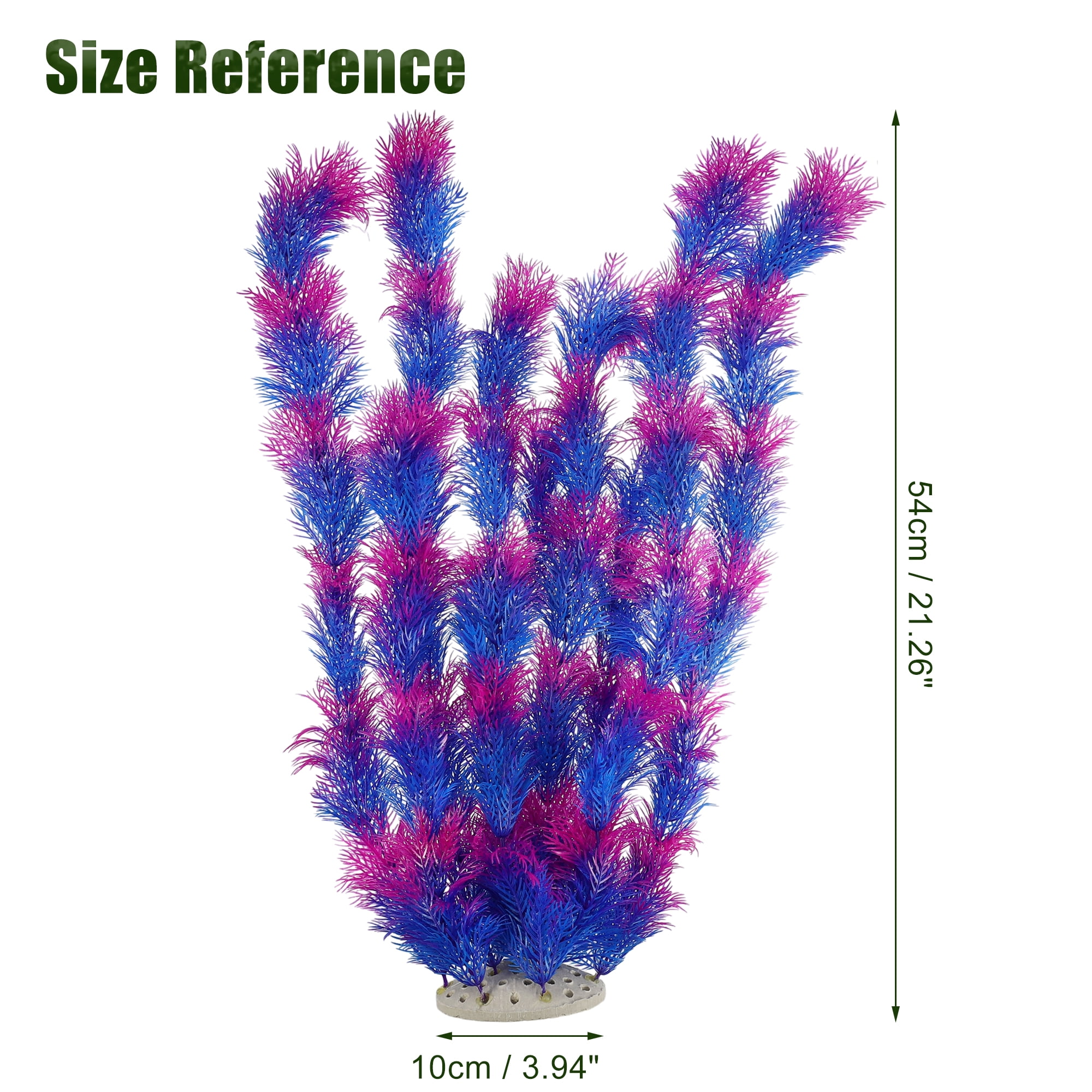 Unique Bargains 2pcs Large Aquarium Plastic Plants Big Aquarium Plastic Plants for Fish Tanks Decor 21.26" Height Purple
