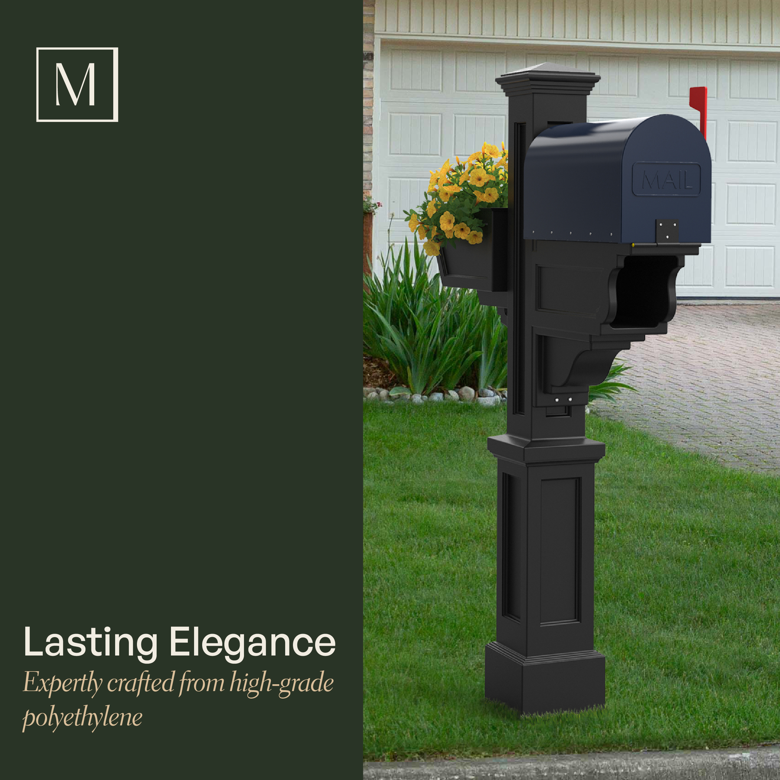 Mayne Signature Plus Mailbox Arm Mount Black Plastic Mailbox Post