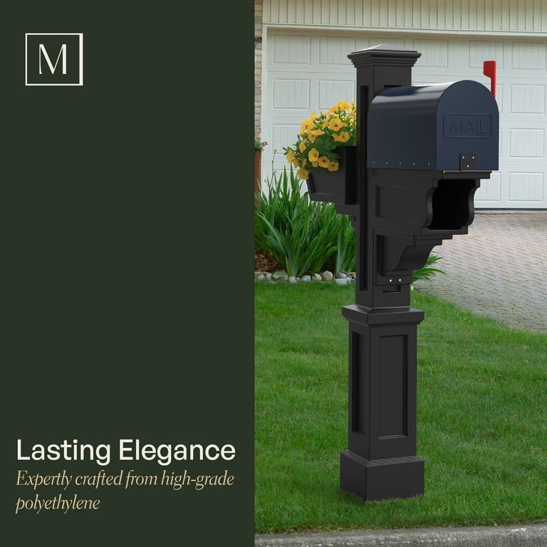 Mayne Signature Plus Mailbox Arm Mount Black Plastic Mailbox Post