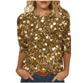 thumbnail image 2 of Roncen Sequin Top for Women, Sparkling Three-Quarter Sleeve Pullover with Crew Neck, Casual Glam Shirt, 2 of 5