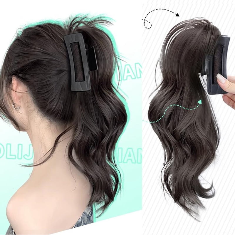 synthetic wig Y2K Hotties Girls Long Fluffy Curly High Ponytail Grab Wig Elegant Women Half Waterfall Clip-on Hair Extensions