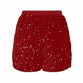 thumbnail image 4 of FRSASU Women's Sequin Shorts Sparkly Stretchy Night Out Party High Waisted Shorts Red, 4 of 9