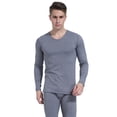 thumbnail image 2 of 2 Pcs/Set Winter Men Thermal Underwear Set V Neck Plush Lined Seamless Long Sleeve Warm Slim Fit High Elastic Cold Weather Pajamas Set Homewear Sleepwear Clothing, 2 of 7