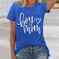 thumbnail image 2 of Lkhaha Womens Graphic T Shirts Boy Heart Mom Letter Print Summer Short Sleeve Casual Plus Size Outfits Blue S, 2 of 5