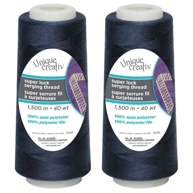 UNIQUE CREATIV TRULOCK Serging Thread — 100% Polyester, 40 wt, 1500 m Cone for Overlock Machines