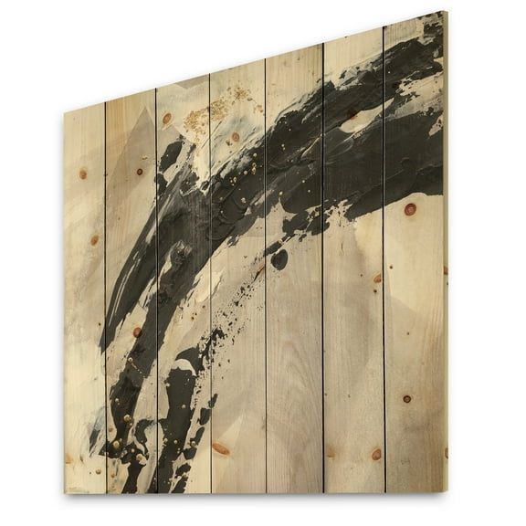 Designart 'Glam Fractal Arcs IV' Transitional Print on Natural Pine Wood