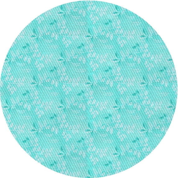 Ahgly Company Indoor Round Patterned Turquoise Green Area Rugs, 6' Round