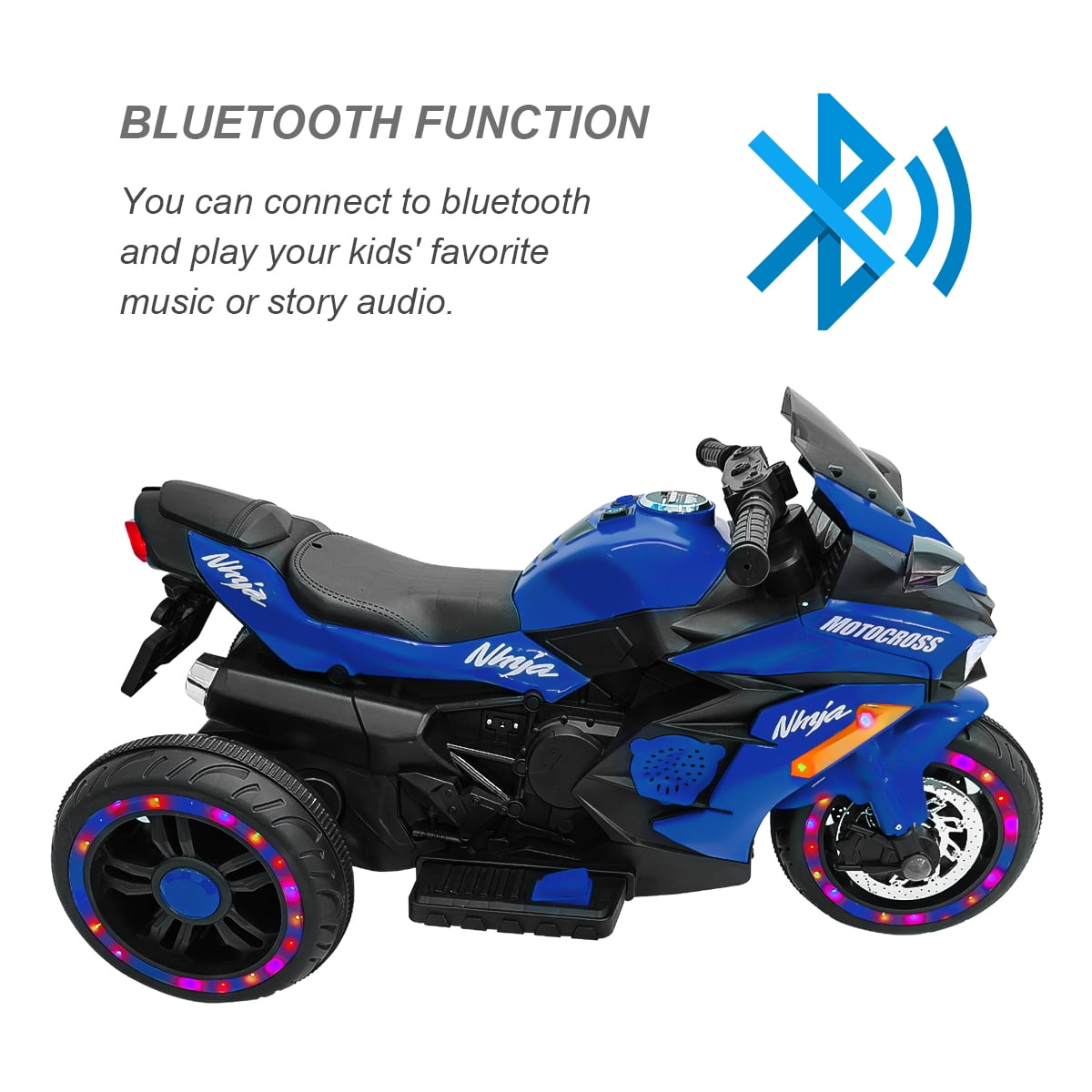 HNH 12V Ride on Motorcycle, Electric Kids Motorcycle, Powered Ride on Motorcycle for 3-6 Years Old, Colorful