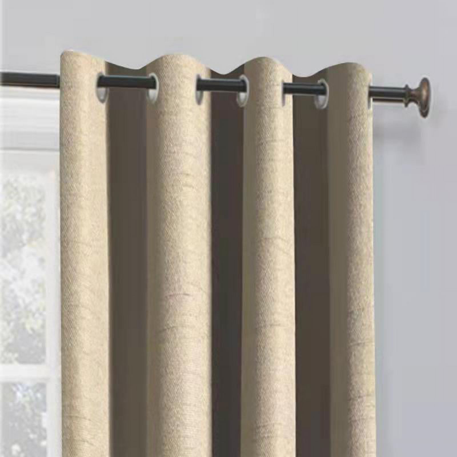 Better Homes & Gardens Basketweave Curtain Panel, 50" x 84", Beige - image 2 of 6