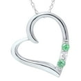 thumbnail image 1 of 3-Stone Heart Emerald Diamond Pendant 14K White Gold, 1 of 1