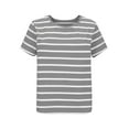 thumbnail image 5 of MaFYtyTPR Women Striped T-Shirt Summer Fashion Casual Short Sleeve Crew Neck Loose Versatile Tops Gray XXL, 5 of 5