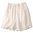 thumbnail image 4 of CAIVO Women Summer Linen Blend Wide Leg Shorts Elastic Waist Comfortable Casual Retro Style Loose Fit Cropped Cozy Outdoor Work Solid Color Bottoms, 4 of 4
