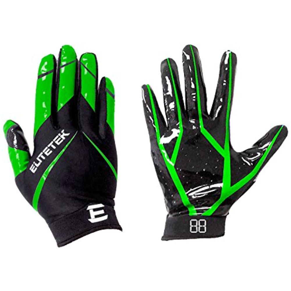 EliteTek RG14 Football Gloves (Neon Green, Youth XXS)