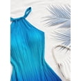 thumbnail image 3 of Women's Halter Neck Fitted Pleated Mini Dress with Ombre Print, Slimming Short Dress for Elegant Occasions, 3 of 9