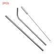 thumbnail image 1 of 2 Pieces 21.5cm Stainless Steel Reusable straw Reusable Drinking Bottle Straight Bend Straw Soft Tube Brush Cleaner, 1 of 8