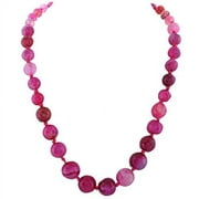 Ratnavali Jewels Pink Color Agate Natural Stone Beads Strand Jewelry Necklace Women