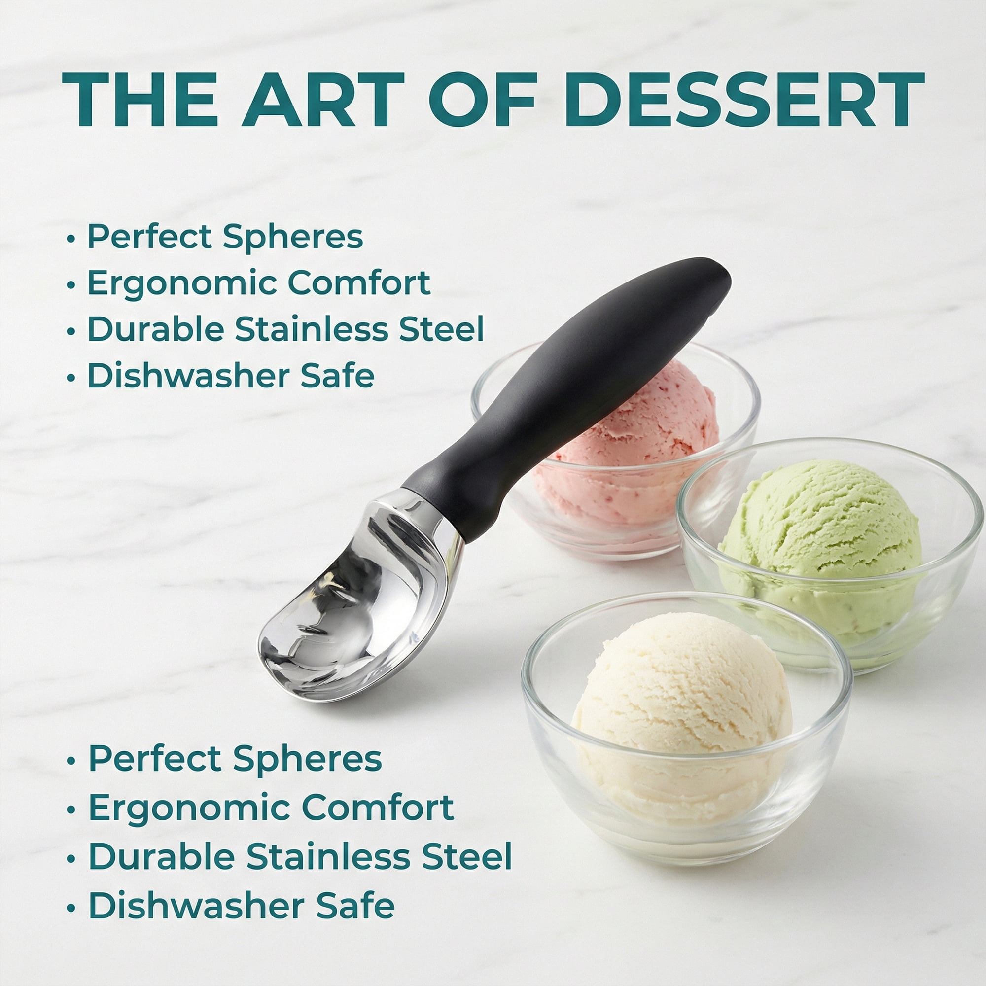 Unique Bargains Zinc Ice Cream Scoop with for Gelato and Cookie Dough Black 7.9in