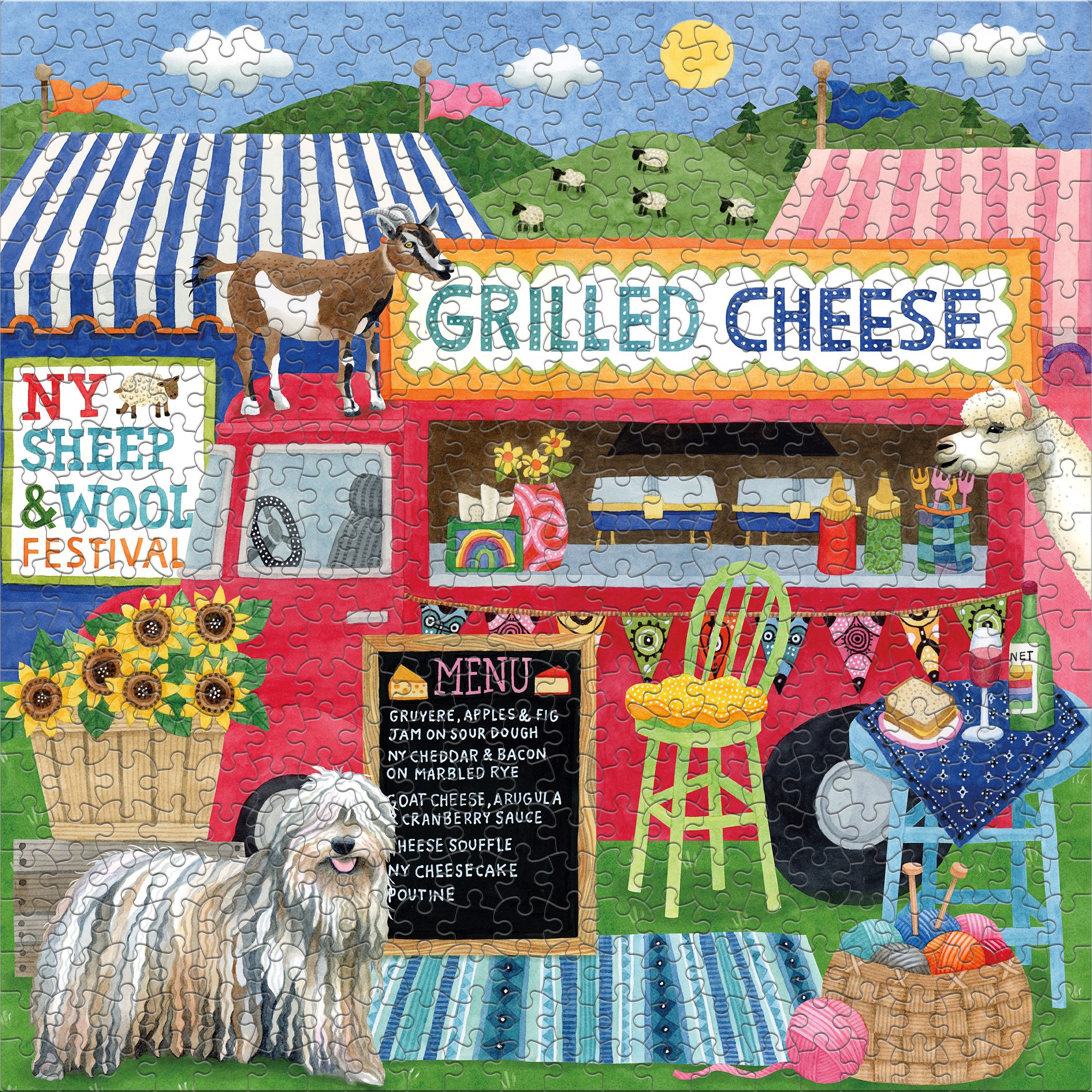 Ceaco Stephanie Peterson Jones Grilled Cheese Truck 500-PC Interlocking Jigsaw Puzzle for Adults Ages 14+