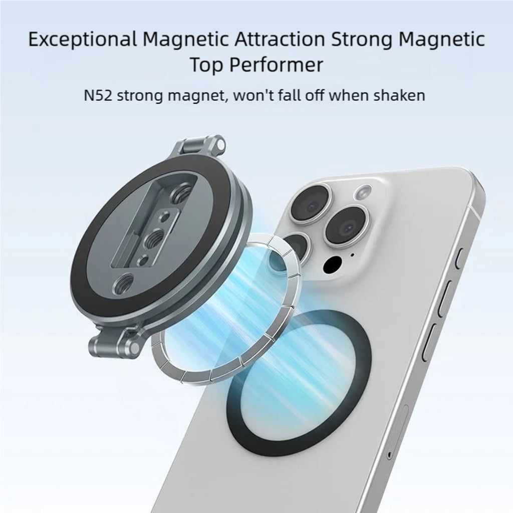Aluminum Magnetic Phone Stand Collapsible Design Double Circle 1/4 Screw for Phone