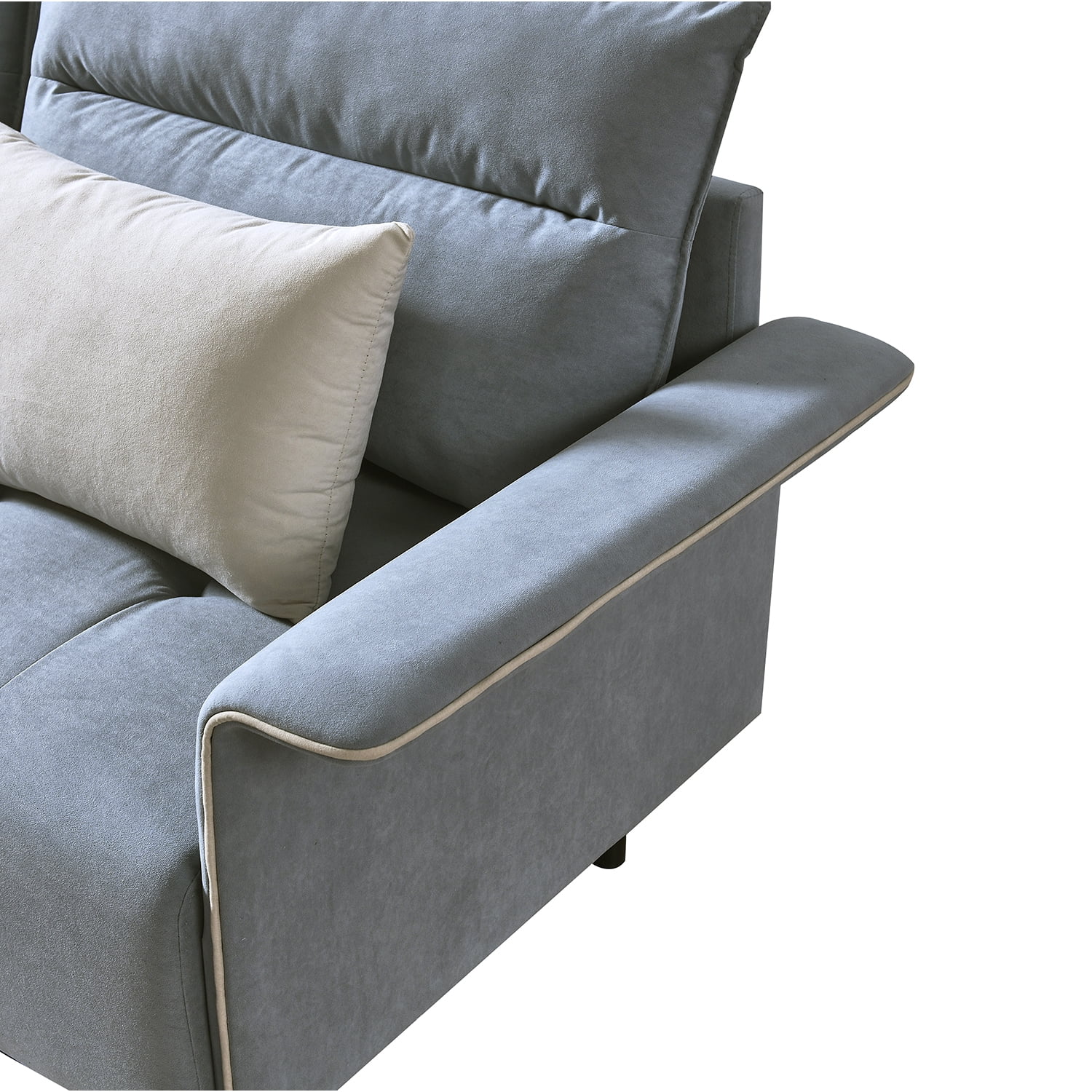 Resenkos Sofa for Room Sofa Chaise Sleeper Sofa for Small Living Room Spaces with Cushion Couch for Bedroom Mid-Century Modern Reversible Sectional Sofa, Blue