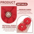 thumbnail image 3 of Uxcell Fabric Flowers, Rhinestone Pearls Sewing Fabric Flowers for DIY Crafts Appliques Wedding Birthday Party Decoration Red, 3 of 7