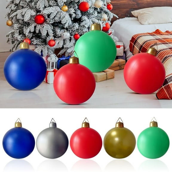 Tupukom Christmas Decorations Outdoor,11.8in Giant PVC Inflatable Christmas Ball for Christmas Tree Holiday Yard Lawn Porch Decor
