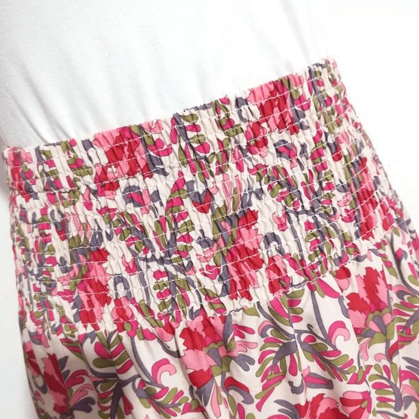 Nueva falda estampada versátil de cintura alta para mujer de Wish, dobladillo irregular, falda larga hasta la rodilla, tela de algodón cómoda