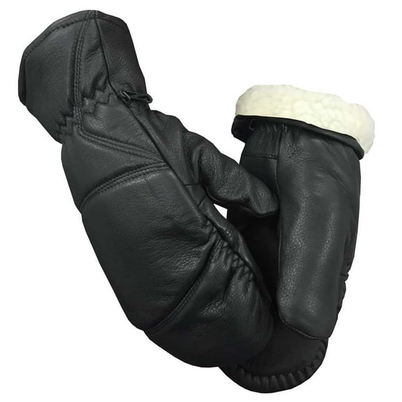 Northstar Unisex Grain Deerskin Removeable Sherpa Liner Mitten, Black. 53BK