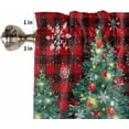 thumbnail image 5 of Christmas Trees Kitchen Curtains and Valances Set, Rod Pocket Curtains Tier Farmhouse Window Curtains 36 Inch Length, Xmas Snowflake Red Black Check 3 Piece Kitchen Curtains Set, 5 of 6